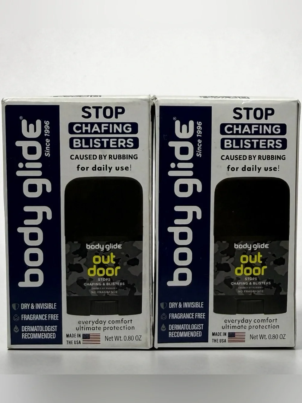 Body Glide Outdoor Anti Chafe Balm 2 Pack 0.8 oz Each Fragrance Free Sticks
